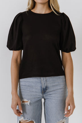 ENGLISH FACTORY - Puff Sleeve Knit Top - SHIRTS & BLOUSES available at Objectrare