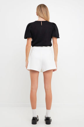 ENGLISH FACTORY - Pleated Shoulder Knit Top - TOPS available at Objectrare