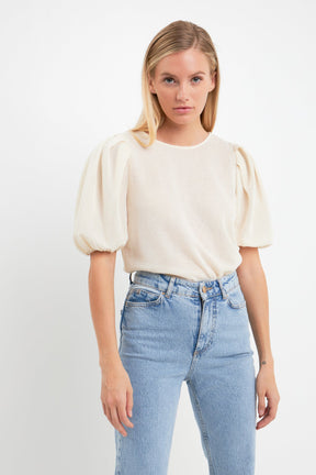 ENGLISH FACTORY - Pleated Shoulder Knit Top - TOPS available at Objectrare