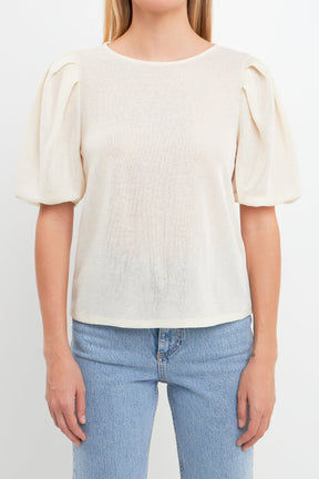 ENGLISH FACTORY - Pleated Shoulder Knit Top - TOPS available at Objectrare