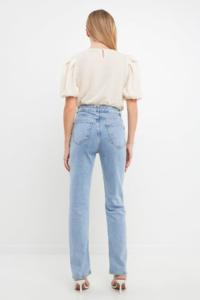 ENGLISH FACTORY - Pleated Shoulder Knit Top - TOPS available at Objectrare