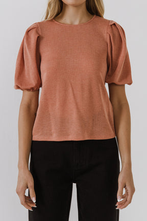 ENGLISH FACTORY - Puff Sleeve Knit Top - SHIRTS & BLOUSES available at Objectrare