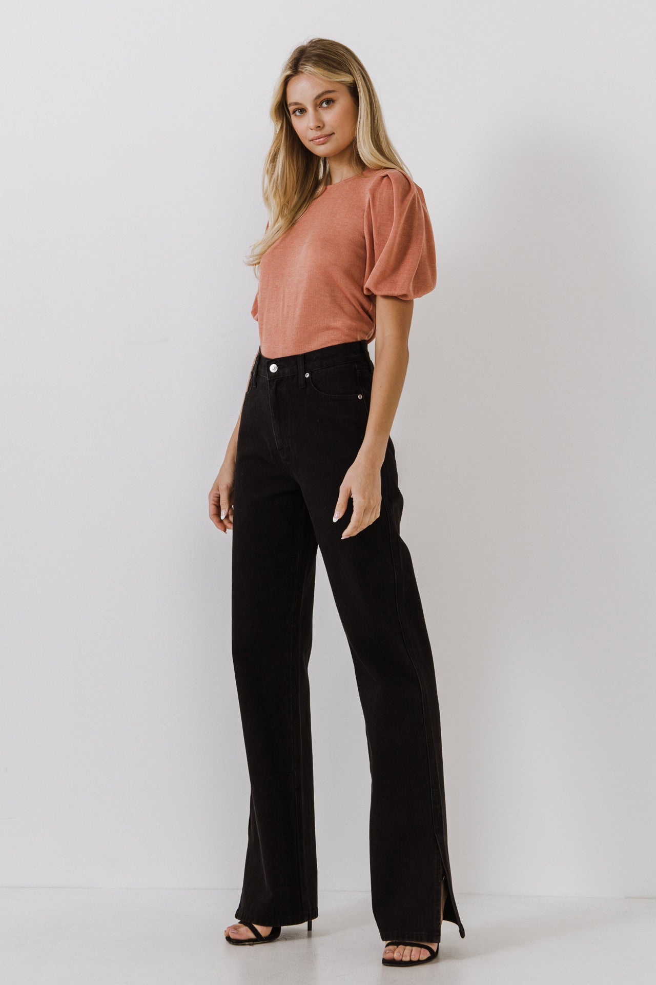 ENGLISH FACTORY - Puff Sleeve Knit Top - SHIRTS & BLOUSES available at Objectrare