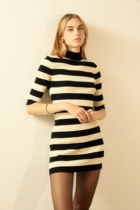 ENDLESS ROSE - Striped Knit Mini Dress - DRESSES available at Objectrare