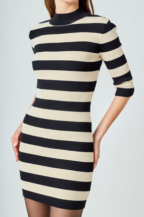 ENDLESS ROSE - Striped Knit Mini Dress - DRESSES available at Objectrare