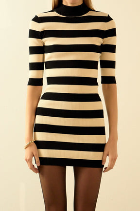 ENDLESS ROSE - Striped Knit Mini Dress - DRESSES available at Objectrare