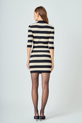 ENDLESS ROSE - Striped Knit Mini Dress - DRESSES available at Objectrare