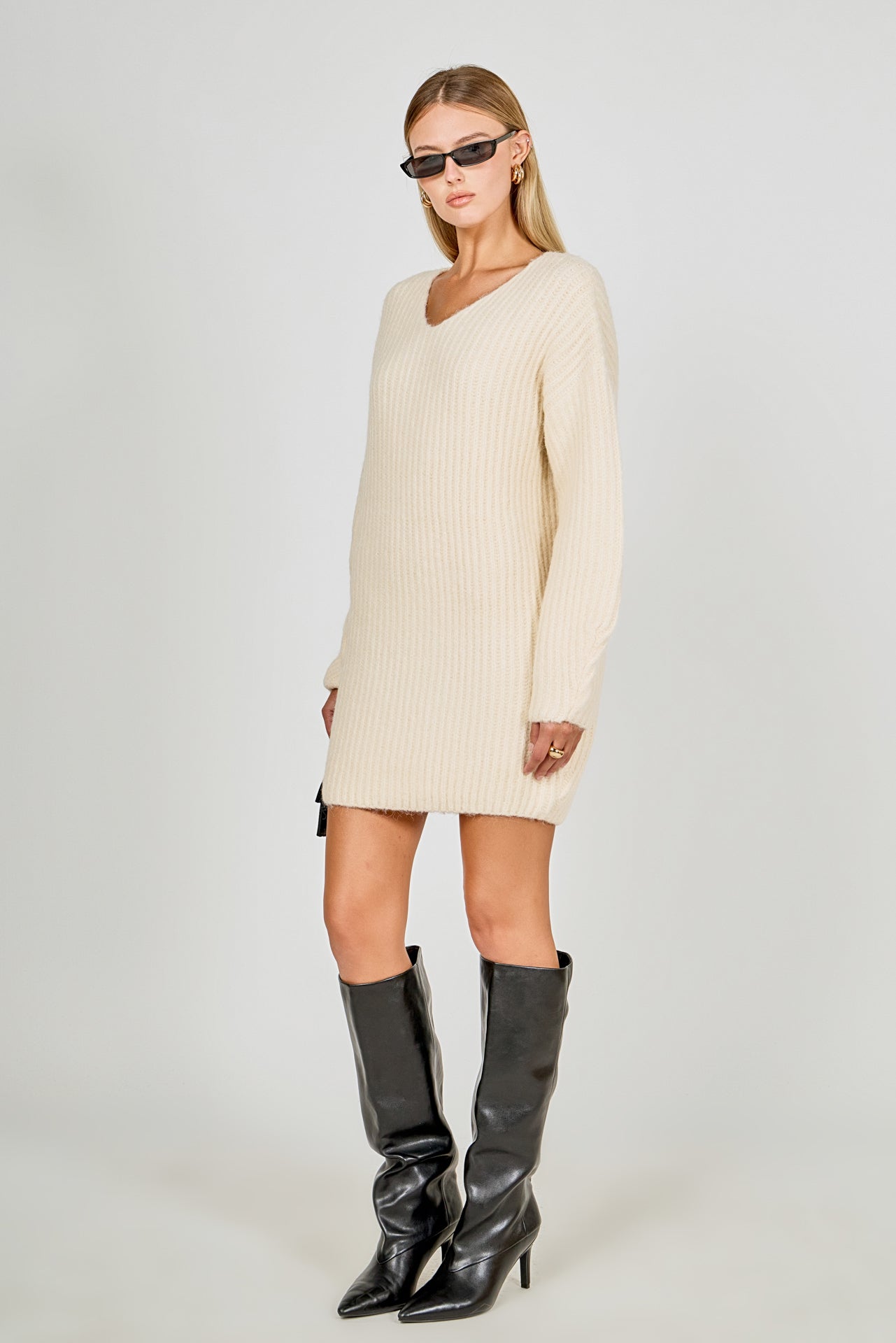 ENDLESS ROSE - Chunky Rib Oversized Mini Dress - DRESSES available at Objectrare