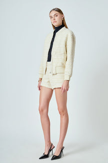 ENDLESS ROSE - Tweed High-Waisted Shorts - SHORTS available at Objectrare