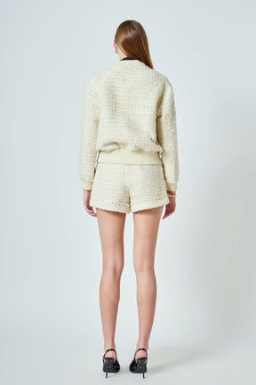 ENDLESS ROSE - Tweed High-Waisted Shorts - SHORTS available at Objectrare