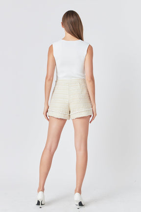 ENDLESS ROSE - Endless Rose - Tweed High-Waisted Shorts - SHORTS available at Objectrare