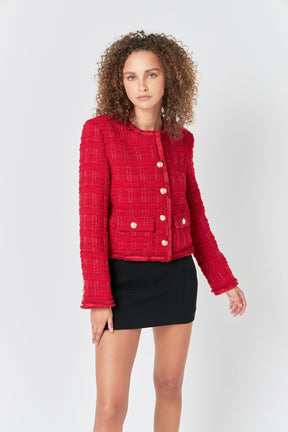 ENDLESS ROSE - Tweed Buttoned Blazer - JACKETS available at Objectrare