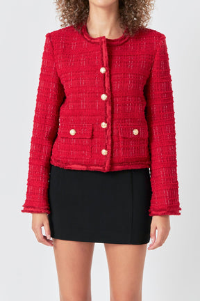 ENDLESS ROSE - Tweed Buttoned Blazer - JACKETS available at Objectrare