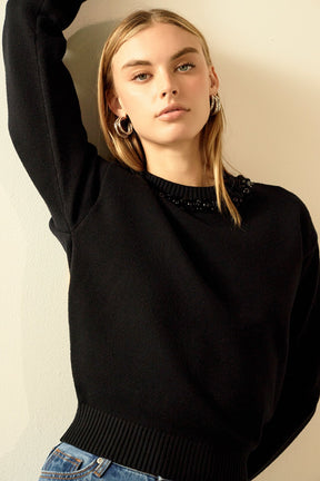 ENDLESS ROSE - Endless Rose - Beaded Sweater - SWEATERS & KNITS available at Objectrare