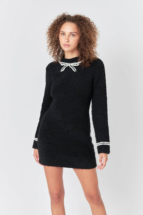 ENDLESS ROSE - Bow Knit Mini Sweater Dress - DRESSES available at Objectrare