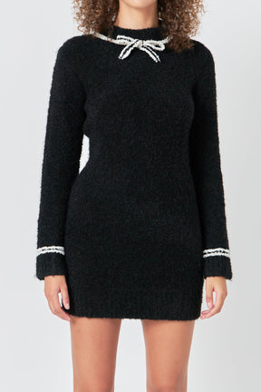 ENDLESS ROSE - Bow Knit Mini Sweater Dress - DRESSES available at Objectrare