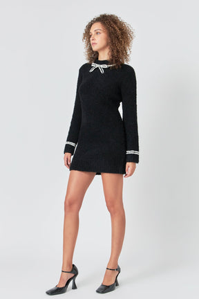 ENDLESS ROSE - Bow Knit Mini Sweater Dress - DRESSES available at Objectrare