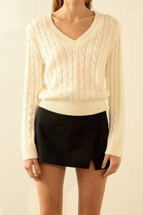 ENDLESS ROSE - Cable Knit Ribbed Sweater - SWEATERS & KNITS available at Objectrare