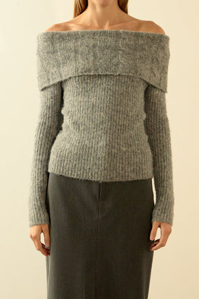 ENDLESS ROSE - Off Shoulder Cable Knit Sweater - SWEATERS & KNITS available at Objectrare