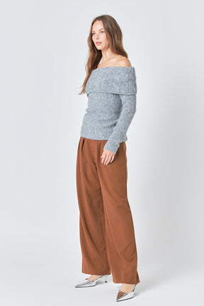 ENDLESS ROSE - Off Shoulder Cable Knit Sweater - SWEATERS & KNITS available at Objectrare