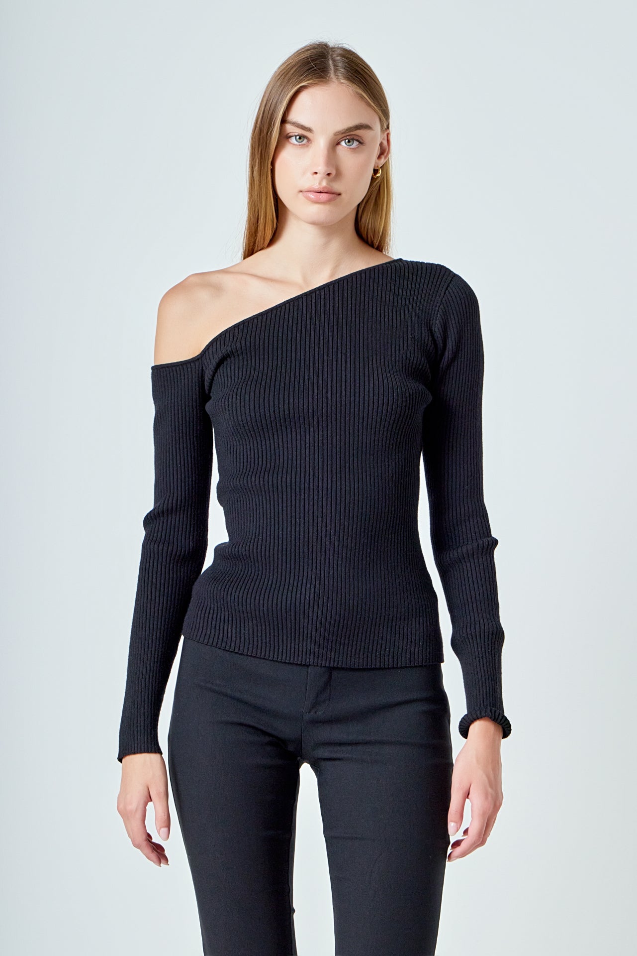 ENDLESS ROSE - One Shoulder Ribbed Top - SWEATERS & KNITS available at Objectrare