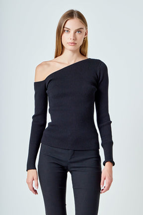 ENDLESS ROSE - One Shoulder Ribbed Top - SWEATERS & KNITS available at Objectrare