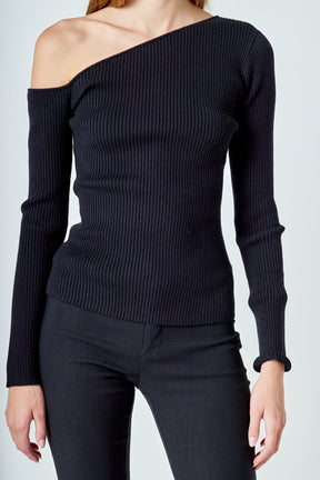 ENDLESS ROSE - One Shoulder Ribbed Top - SWEATERS & KNITS available at Objectrare