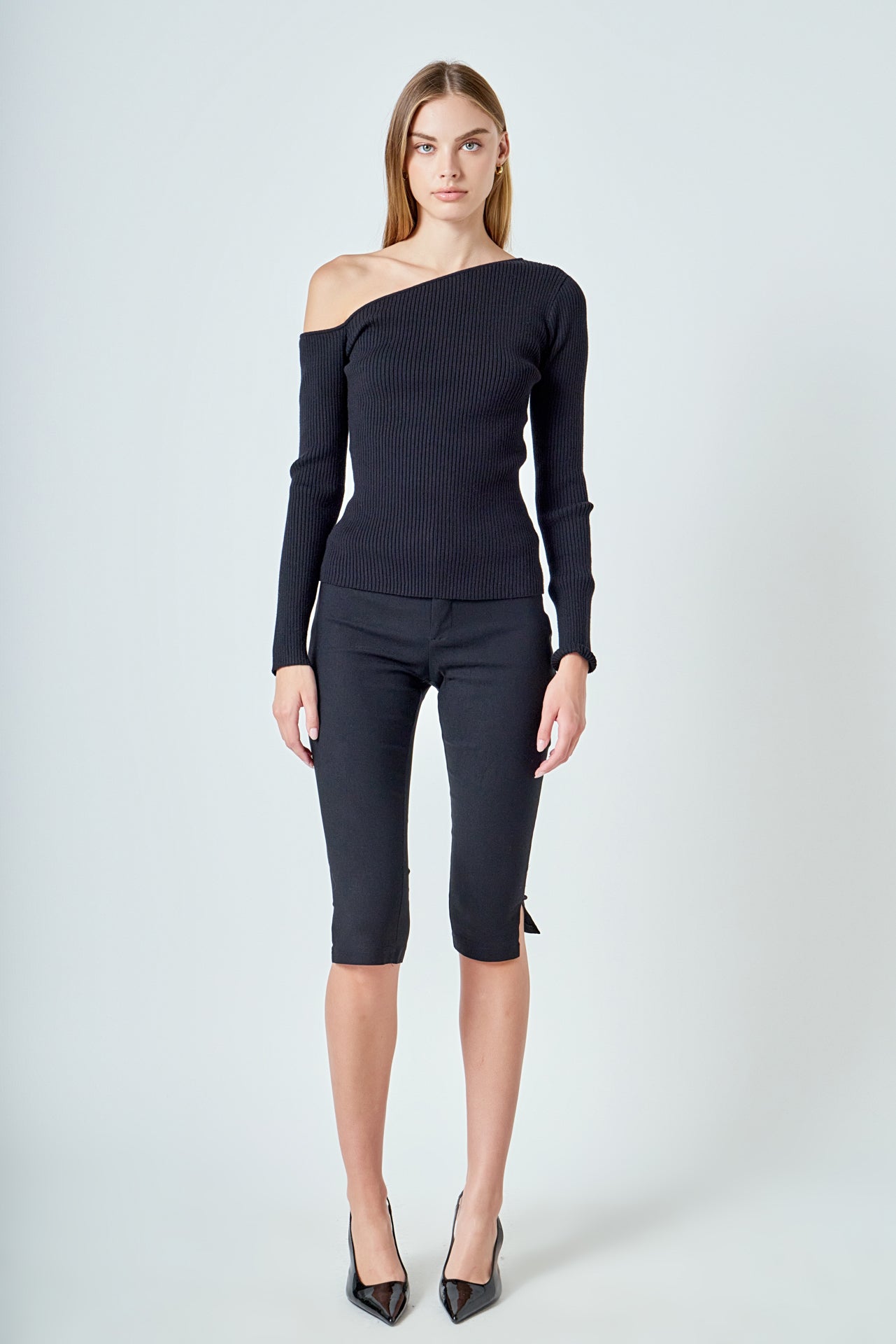 ENDLESS ROSE - One Shoulder Ribbed Top - SWEATERS & KNITS available at Objectrare