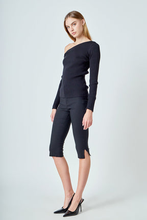 ENDLESS ROSE - One Shoulder Ribbed Top - SWEATERS & KNITS available at Objectrare