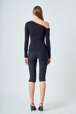 ENDLESS ROSE - One Shoulder Ribbed Top - SWEATERS & KNITS available at Objectrare