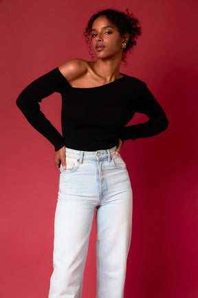 ENDLESS ROSE - One Shoulder Ribbed Top - SWEATERS & KNITS available at Objectrare