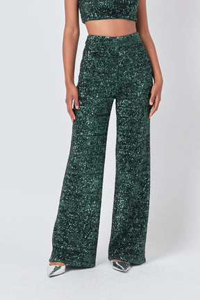 ENDLESS ROSE - Sequins Wide Leg Pants - PANTS available at Objectrare