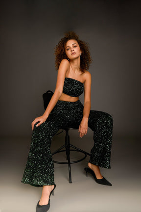 ENDLESS ROSE - Endless Rose - Sequins Wide Leg Pants - PANTS available at Objectrare