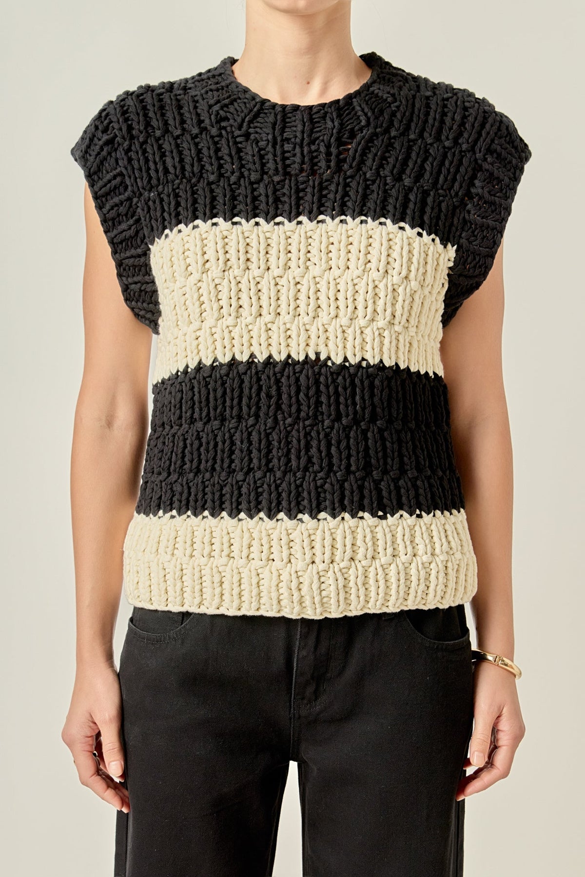 ENGLISH FACTORY - Striped Chunky Vest - SWEATERS & KNITS available at Objectrare