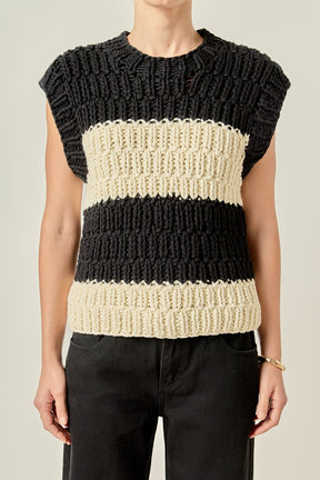 ENGLISH FACTORY - Striped Chunky Vest - SWEATERS & KNITS available at Objectrare