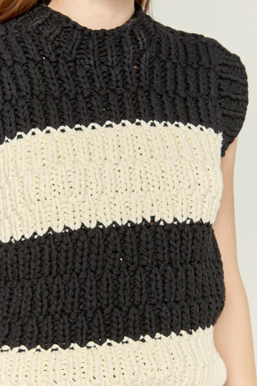 ENGLISH FACTORY - Striped Chunky Vest - SWEATERS & KNITS available at Objectrare