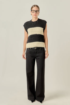 ENGLISH FACTORY - Striped Chunky Vest - SWEATERS & KNITS available at Objectrare
