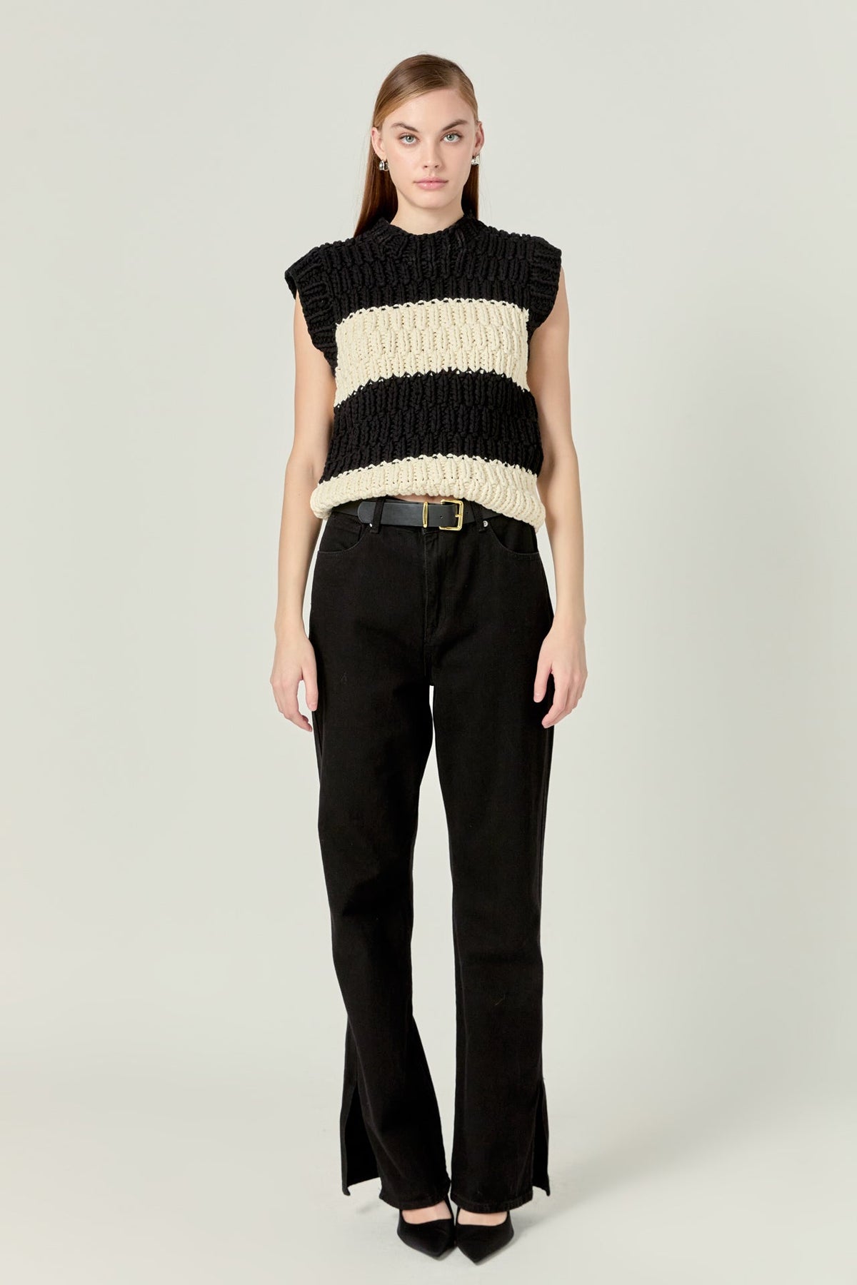 ENGLISH FACTORY - Striped Chunky Vest - SWEATERS & KNITS available at Objectrare