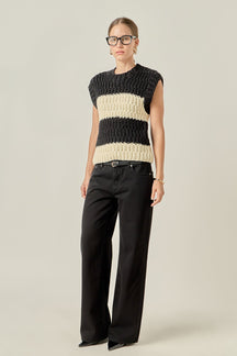 ENGLISH FACTORY - Striped Chunky Vest - SWEATERS & KNITS available at Objectrare