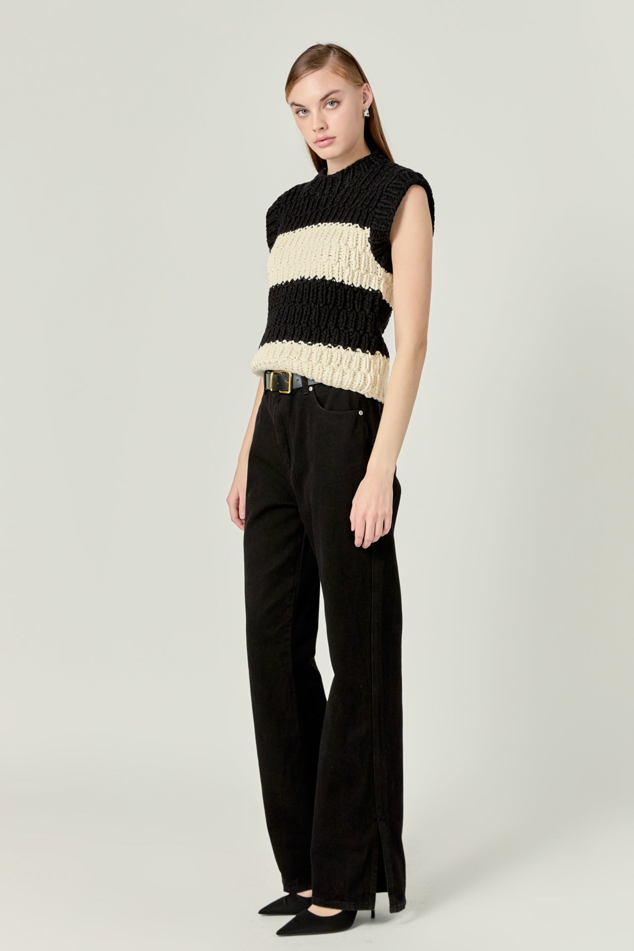 ENGLISH FACTORY - Striped Chunky Vest - SWEATERS & KNITS available at Objectrare
