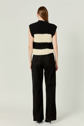 ENGLISH FACTORY - English Factory - Striped Chunky Vest - SWEATERS & KNITS available at Objectrare