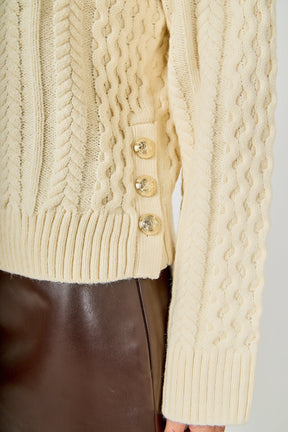 ENDLESS ROSE - Cable Knit V-Neck Long Sleeve Sweater - SWEATERS & KNITS available at Objectrare