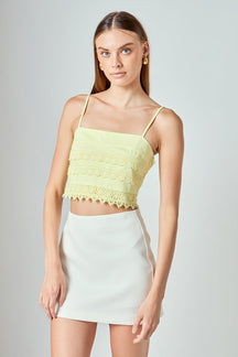 ENDLESS ROSE - Lace Trim Crop Top - CAMI TOPS & TANK available at Objectrare