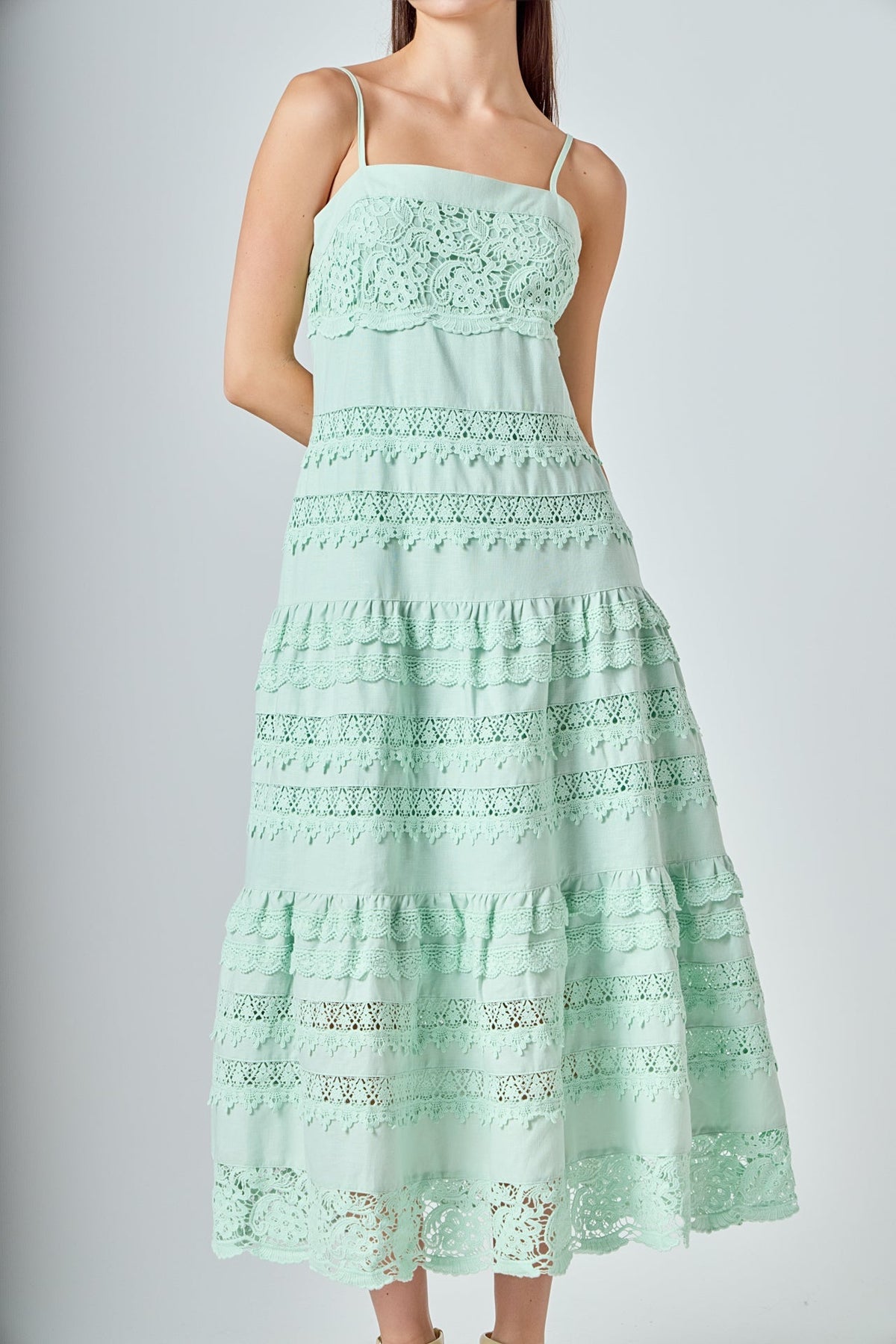 Linen Lace Midi Dress