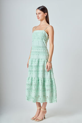 Linen Lace Midi Dress