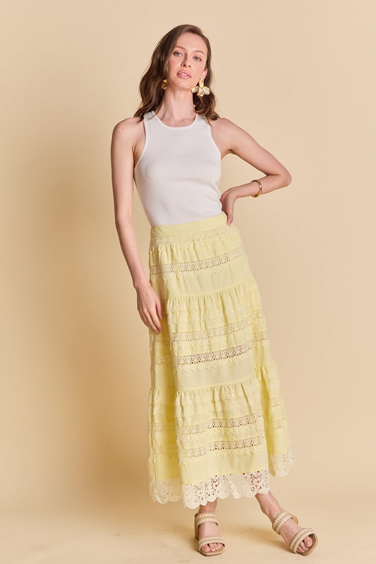 ENDLESS ROSE - Laced Midi Skirt - SKIRTS available at Objectrare