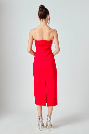ENDLESS ROSE - Strapless Bow Midi Dress - DRESSES available at Objectrare