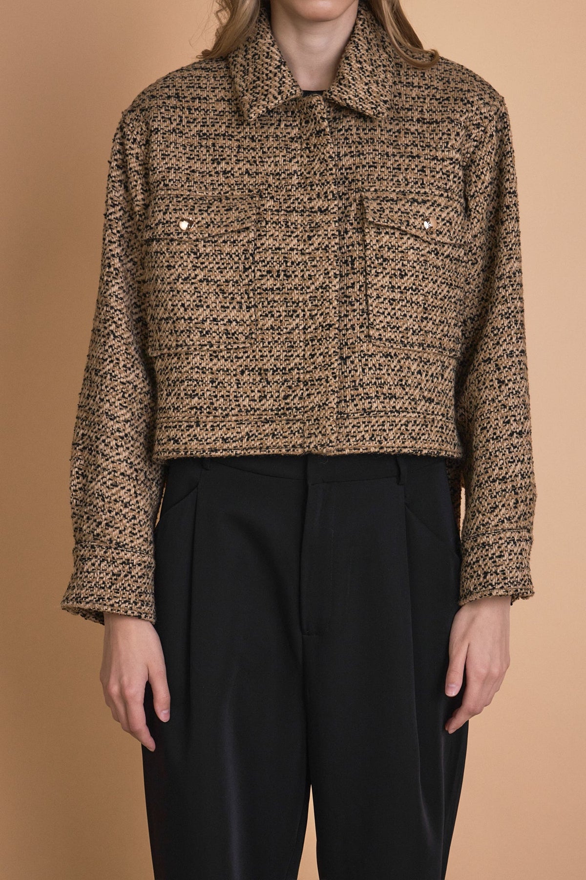 ENDLESS ROSE - Tweed Cropped Jacket - JACKETS available at Objectrare