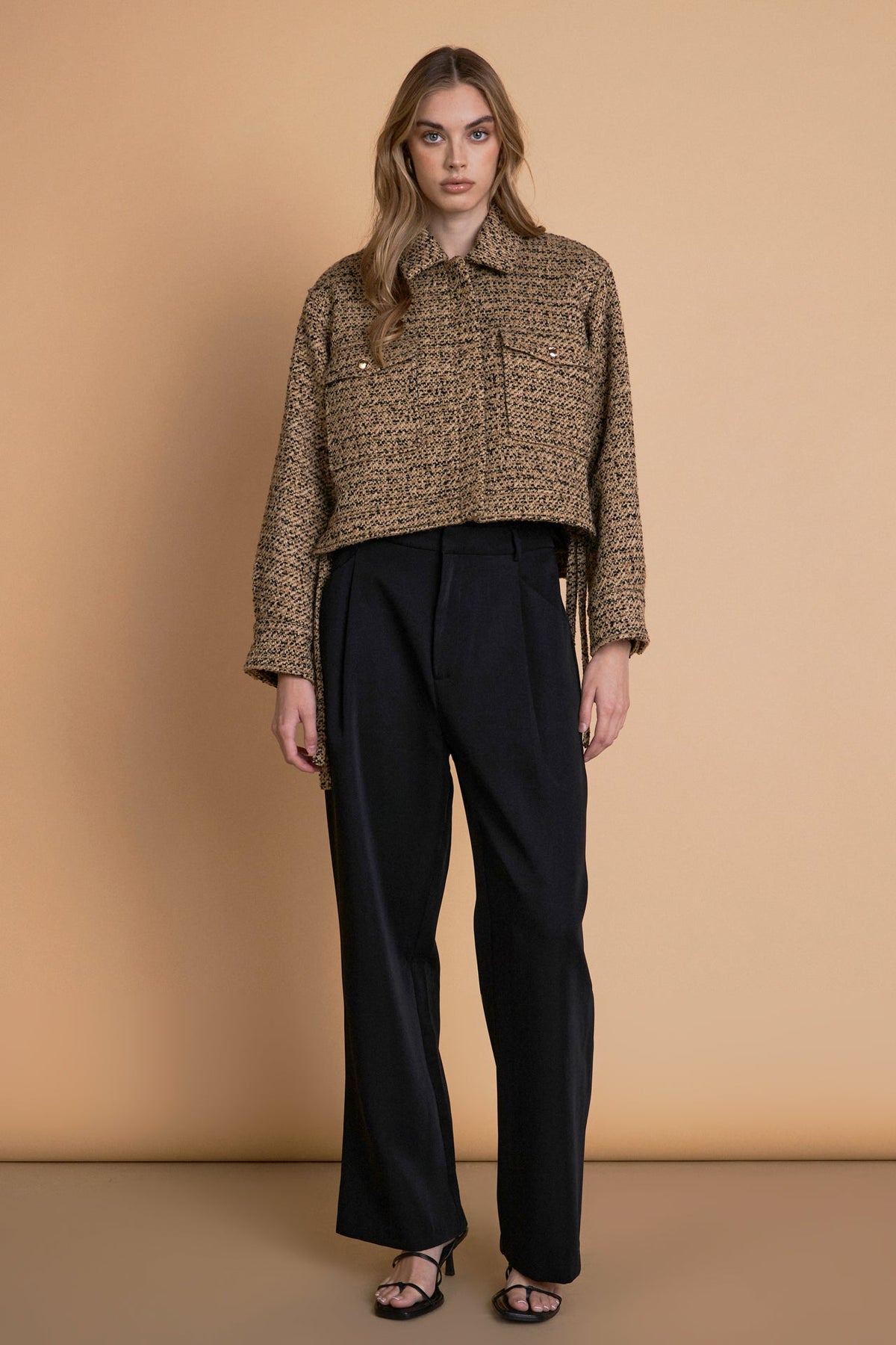 ENDLESS ROSE - Tweed Cropped Jacket - JACKETS available at Objectrare
