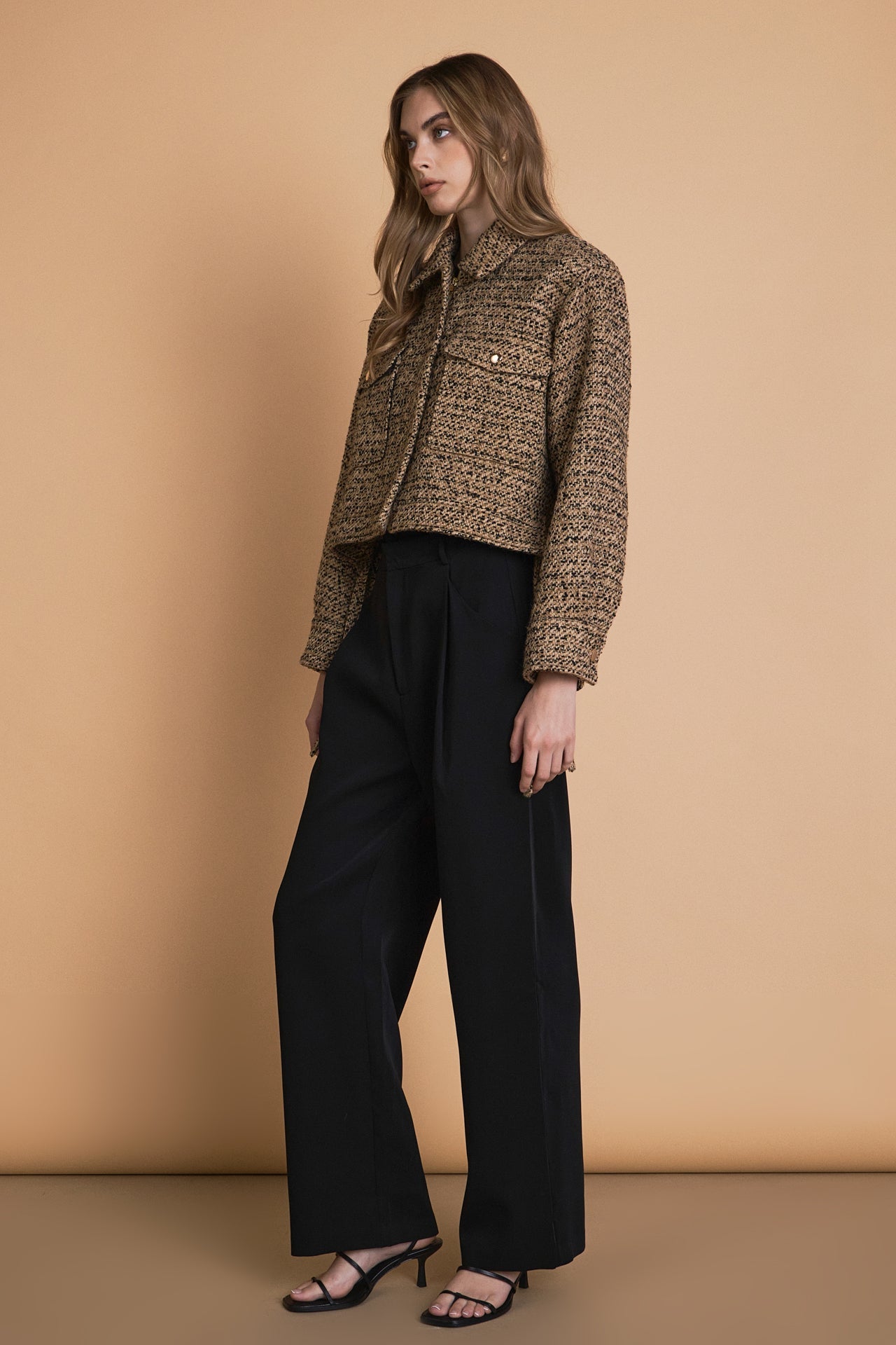 ENDLESS ROSE - Tweed Cropped Jacket - JACKETS available at Objectrare